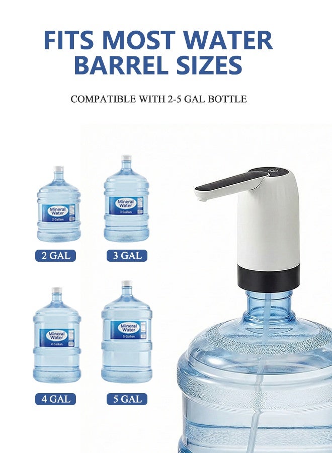 BASILKIT Rechargeable Water Dispenser Portable Pump with Easy Press Mechanism and USB Charge Plug and Play White and Black Portable for Home, Office, Travel - Image 3